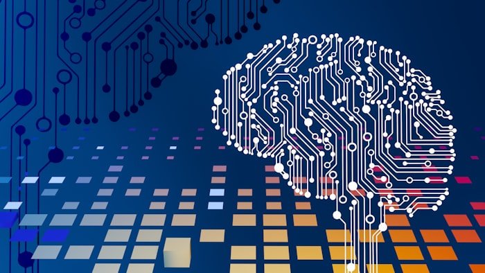 Artificial intelligence and generative foundation models interface on laptop display